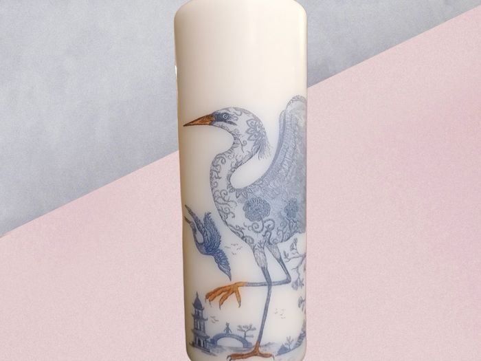Blue Heron bird picture spring decorative pillar candle