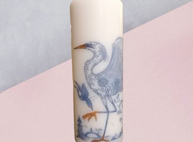 Blue Heron bird picture spring decorative pillar candle