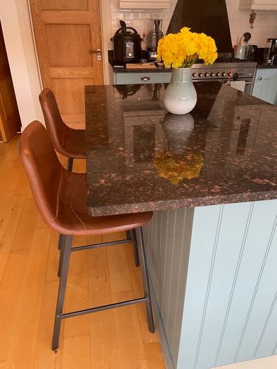 Retro Cognac Counter Bar Stools x 2