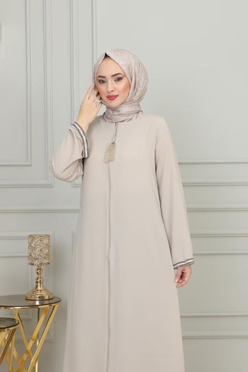 Brand New Women's Abaya Open Cut Long Sleeve Floor-Length Zipper