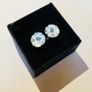 Blue and White glass cufflinks Image 2