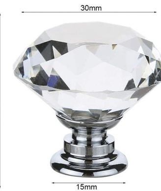 NEW 25Pcs Crystal Door Knob, 30MM Diamond Drawer Knobs Crystal Door Handles Diamond Pulls for Home Kitchen Office Chest Cabinet Drawer