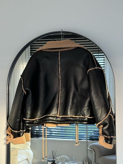 Faux leather jacket with Sherpa lining