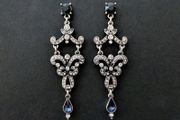Sapphire Stone Art Deco Vintage Style Wedding Bridal Drop Earrings