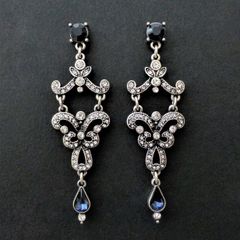 Sapphire Stone Art Deco Vintage Style Wedding Bridal Drop Earrings