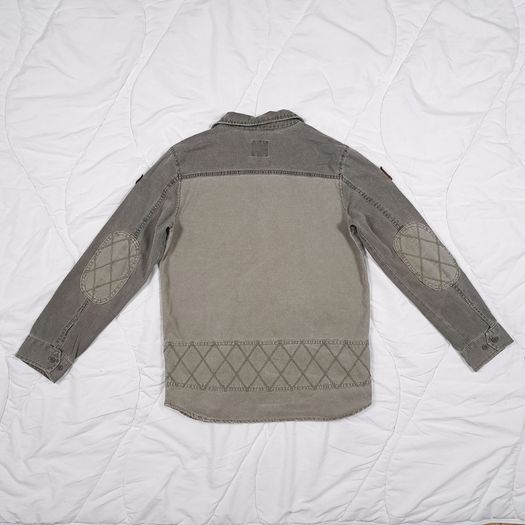 Art Class Grey Khaki Charcoal Patchwork Military Utility Jacket with Patches 8UK/36EU