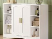 White Storage Cabinet 2-Door Bathroom, Living Room, Bedroom