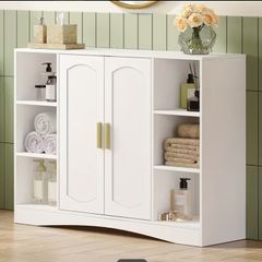 White Storage Cabinet 2-Door Bathroom, Living Room, Bedroom