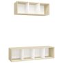 2 Piece TV Cabinet Set White and Sonoma Oak Chipboard Image 4