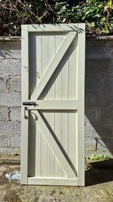 Solid Wooden Garden Shed Door Sage Green