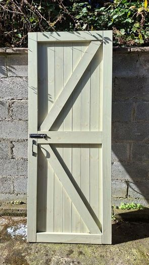 Solid Wooden Garden Shed Door Sage Green