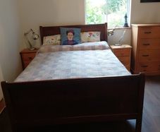 Double bed good mattress foot board 77cm headboard 108cm. Iron sprung base