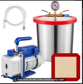 3 CFM 1/4HP Vacuum Pump & 13L Vacuum Chamber Kit for HVAC A/C Refrigeration