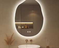 Mirror with LED Lights,60X80cm Irregular LED Bathroom Mirror, Anti-Fog