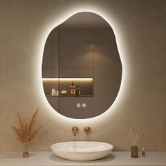 Mirror with LED Lights,60X80cm Irregular LED Bathroom Mirror, Anti-Fog