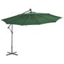 Cantilever Umbrella with LED Lights and Metal Pole 350 cm Green Image 2