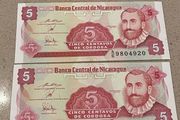 Nicaragua 1991 Uncirculated Centavos Banknotes Consecutive Numbers