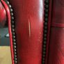 Red leather chesterfield arm chair vintage Image 7