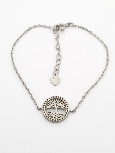 Vintage 925 Sterling Silver & CZ Tree of Life Bracelet