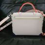 Authentic Michael Kors Manhattan Medium Contrast Trim Leather Satchel Bag in Optical White Image 2