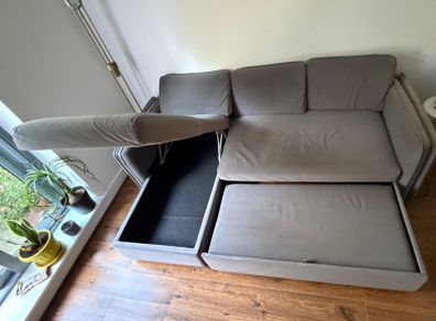 Jayden Chaise Storage Sofa Bed 3 seater (Left-hand) ASH GREY