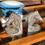 Set of 2 Textured Bronzed Metal Horse Head Bookends Image 4