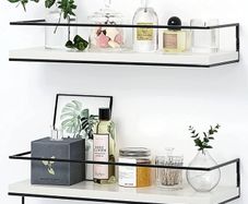 FREE EXPRESS SHIPPING White Floating Shelves Wall Mounted Set of 2 With 18kg Weight Capacity, Hanging Wall shelves for Bedroom, Kitchen, Bathroom, Living Room, Home Office, Storage Organiser