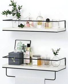 FREE EXPRESS SHIPPING White Floating Shelves Wall Mounted Set of 2 With 18kg Weight Capacity, Hanging Wall shelves for Bedroom, Kitchen, Bathroom, Living Room, Home Office, Storage Organiser