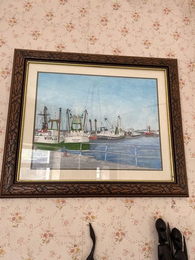 Beautiful framed painting of Irish fishing boats