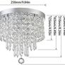 Modern Elegant Crystal Chandelier Lighting,K9 Ceiling Chandeliers Lights, 250mm, Beaded Light Shade with Clear Acrylic Jewel Droplets,Flush Mount LED Ceiling Light for Dining Room Bedroom Livingroom Image 2