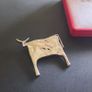 Minimalist Silver Tone Bull Brooch Modernist Abstract Cow Pin  Hand-Hammered Finish Unique Farm Animal Jewelry Image 5