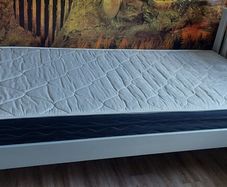 bed single wooden framed with mattress good condition