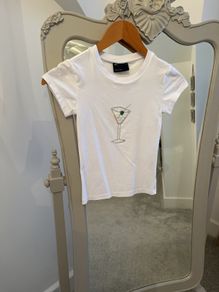 Cute White Martini T-shirt size XS