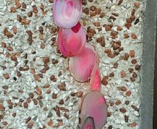 Large Genuine Agate Slices Wind Chime in Pink