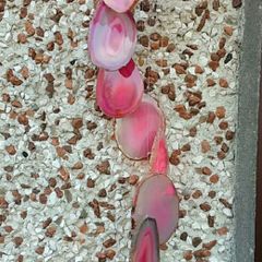 Large Genuine Agate Slices Wind Chime in Pink