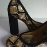 Le Babe Ladies Mirror Gold Heels Shoes Size UK3 EU36 New With Box CAN POST Image 4