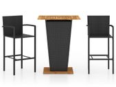 3 Piece Garden Bar Set Black