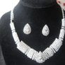 Silver Crystal Bride's Neck Piece and Earrings Image 6