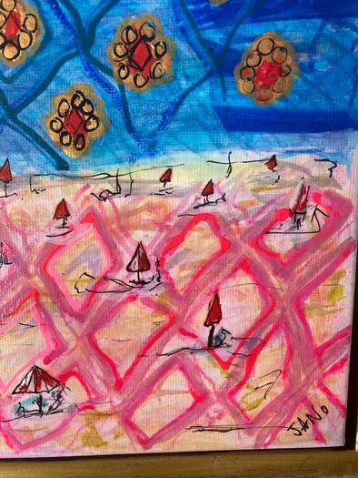 Original Abstract Painting Contemporary Irish Art Eclectic Gold Seascape