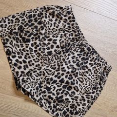 Stradivarius Leopard Print Linen Shorts - L