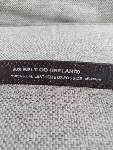 Leather belt by AG Belt Company Ireland 46 inches or 115cm in very good condition and was used once FREE STANDARD POSTAGE INCLUDED