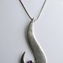 Vintage Sterling Silver 925 Mod Design Blue Purple Drop Pendant Necklace 24" - 13,34g Image 4