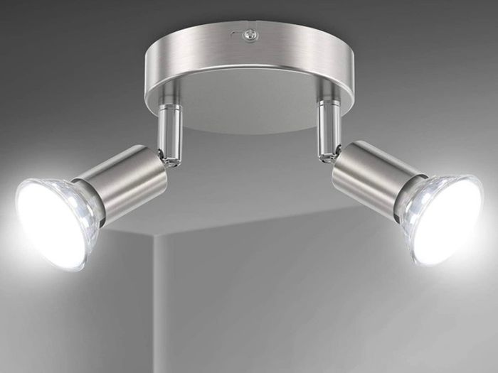 LED Ceiling Light Rotatable, 2 Way Round Plate LED Ceiling Spot Lights, 110mm (Including 2x4W GU10 LED Light Bulbs, 450LM, Cool White) LED Ceiling Lamp for Kitchen, Living Room DIFFERENT OPTIONS AVAILABLE, SEE PHOTOS (FREE POSTAGE)