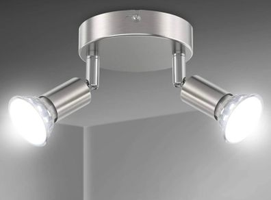 LED Ceiling Light Rotatable, 2 Way Round Plate LED Ceiling Spot Lights, 110mm (Including 2x4W GU10 LED Light Bulbs, 450LM, Cool White) LED Ceiling Lamp for Kitchen, Living Room DIFFERENT OPTIONS AVAILABLE, SEE PHOTOS (FREE POSTAGE)