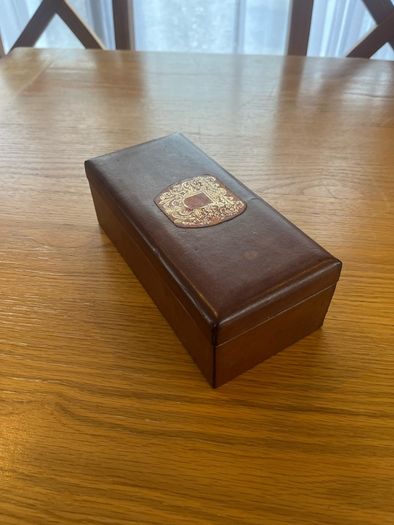 Vintage British Made Leather Jewellery Box