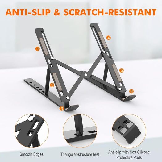 GB1054B Black Laptop Stand for Desk, Adjustable Laptop Riser, Portable Laptop Stand with 6 Angle