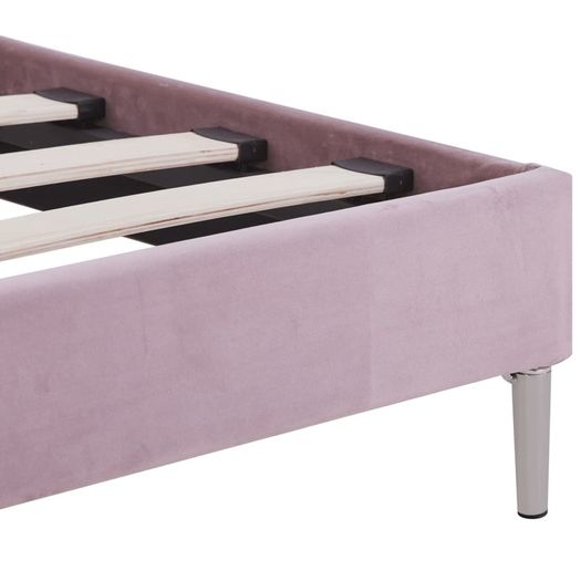 Bed Frame with LED Pink Fabric 135x190 cm