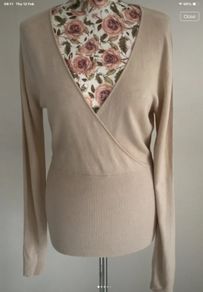 jumper beige wrap effect jumper small Dunnes stores