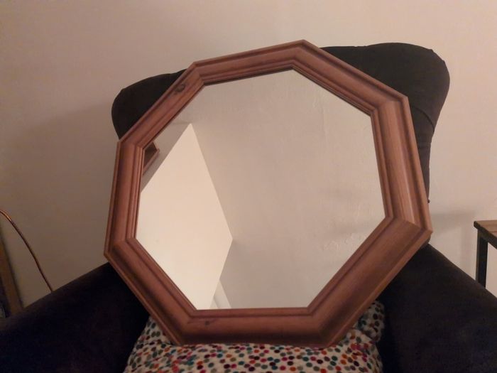 Mirror - Hexagonal wooden frame