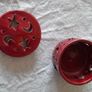 small bowl with lid - red with star/moon cut-outs Image 2
